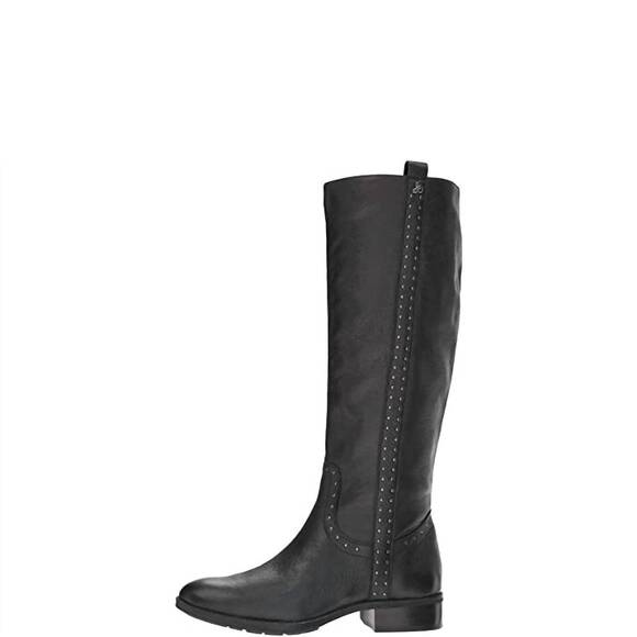 NEW SAM EDELMAN women's studded leather tall riding boots in black - Picture 2 of 7